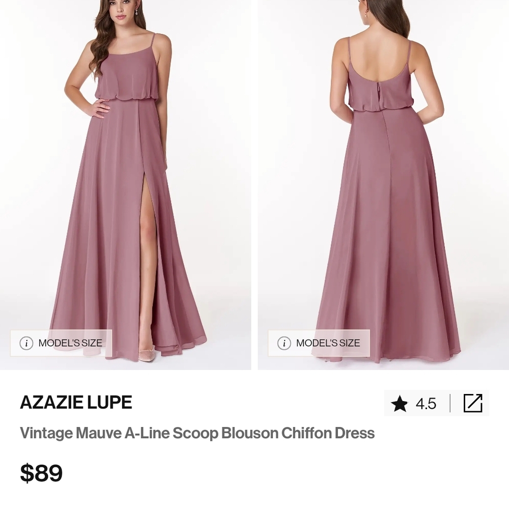 Azazie Lupe Vintage Mauve Bridesmaid Dress